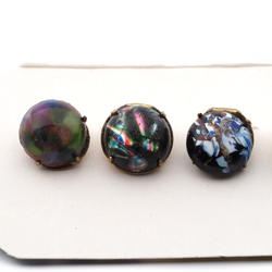 Lot (6) vintage Czech marble glass cabochon single clip earrings