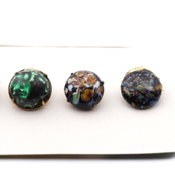 Lot (6) vintage Czech marble glass cabochon single clip earrings