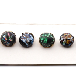 Lot (6) vintage Czech marble glass cabochon single clip earrings