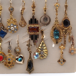 Lot (21) vintage Czech glass rhinestone bead single dangle earrings