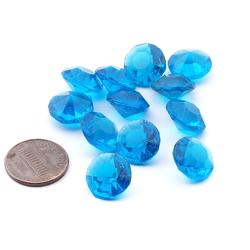 Lot (12) large Czech vintage sapphire blue round glass rhinestones 13mm