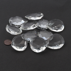 Large Czech vintage teardrop faceted clear glass rhinestone 50x40mm
