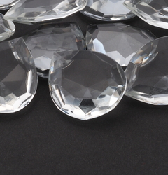 Large Czech vintage teardrop faceted clear glass rhinestone 50x40mm