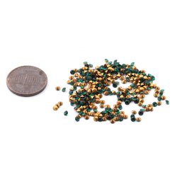 Lot (350) Czech vintage foiled round faceted green glass rhinestones 2mm