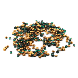 Lot (350) Czech vintage foiled round faceted green glass rhinestones 2mm