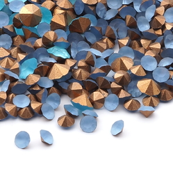 Lot (600) Czech vintage foiled round faceted frost blue glass rhinestones 3/4mm