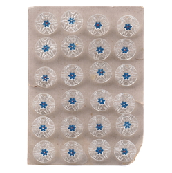 Card (24) vintage 1930's Czech blue flower clear glass buttons 18mm