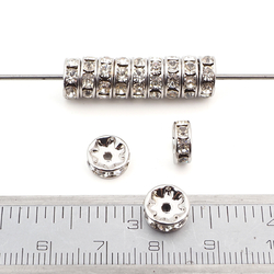 Lot 12 pcs 8mm Czech Crystal Rhinestone Rondelles spacer beads Rhodium plated  jewelry findings wedding decor
