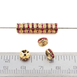 Lot 144 pcs 6mm Czech Rosa Pink Rhinestone Rondelles spacer beads gold plated  jewelry findings wedding decor - kopie