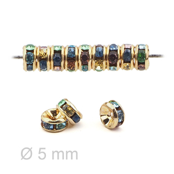 Lot 144 pcs 5mm Czech Rainbow Rhinestone Rondelles spacer beads gold plated jewelry findings - kopie