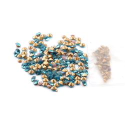 Lot (200) Czech vintage foiled blue mixed glass rhinestones 2/3mm