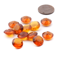 Lot (12) large Czech vintage round faceted topaz glass rhinestones 12mm