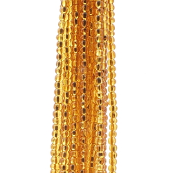 Hank vintage Czech silver lined gold topaz seed glass beads 18bpi (4250)