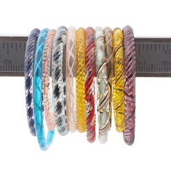 Lot (11) antique Czech assorted filigree bicolor lampwork small glass bangles hoop