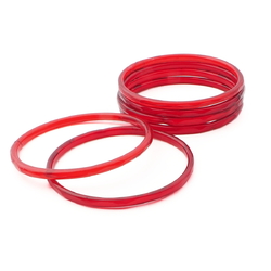 Lot (6) antique Czech red faceted glass bangles hoops 2.35"