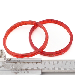 Lot (2) antique Nouveau Czech gold gilt enamel red faceted glass bangles 2.3"