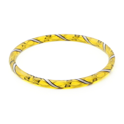 Rare antique Czech multicolor filigree spiral yellow glass bangle 2.5"