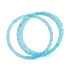 Lot (3) antique Czech blue spiral twist glass bangles 1.8"