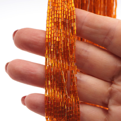 Master Hank orange silver lined metallic bugle glass beads 300g 11/0 Vintage Czech