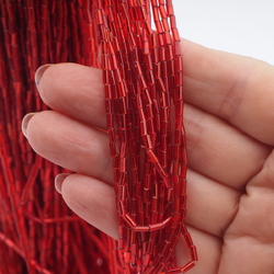 Master Hank Red silver lined metallic bugle glass beads 500g 11/0 Vintage Czech