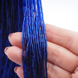 Master Hank sapphire blue silver lined metallic bugle glass beads 495g 11/0 Vintage Czech