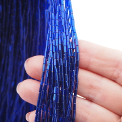 Master Hank sapphire blue silver lined metallic bugle glass beads 495g 11/0 Vintage Czech