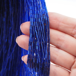 Master Hank sapphire blue silver lined metallic bugle glass beads 495g 11/0 Vintage Czech