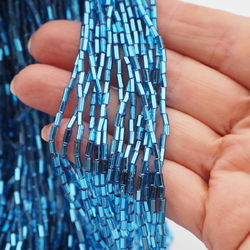 Master Hank aqua blue silver lined hexagon bugle glass beads 290g 11/0 Vintage Czech