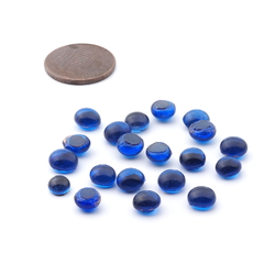 Lot (20) Czech antique Sapphire blue round glass cabochon drops 6/7mm