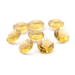 Lot (8) large Czech vintage round faceted golden yellow glass rhinestones 14mm