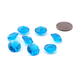 Lot (8) large Czech vintage round faceted blue glass rhinestones 14mm