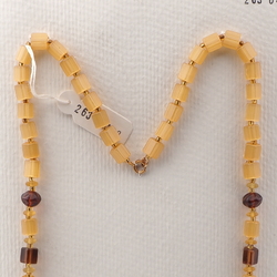 Vintage Czech topaz satin atlas glass bead necklace