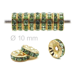 Lot 144 pcs 10mm Premium Czech Peridot green Rhinestone Rondelles spacer beads jewelry findings wedding decor - kopie