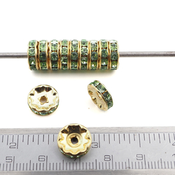 Lot 12 pcs 10mm Premium Czech Peridot green Rhinestone Rondelles spacer beads jewelry findings wedding decor