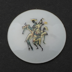 Vintage Czech dancers white glass cabochon jewelry element 29mm