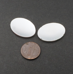 Lot (2) Vintage Czech red rose flower oval glass cabochon jewelry elements 30x22mm