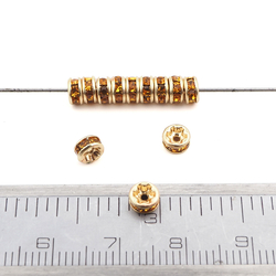 Lot 144 4.5mm Czech Topaz Tiny Rhinestone Rondelles spacer beads gold plated  jewelry findings