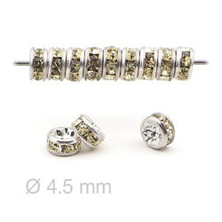 Lot 144 4.5mm Czech Yonquille Yellow Rhinestone Rondelles spacer beads silver plated  jewelry findings
