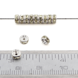 Lot 144 4.5mm Czech Yonquille Yellow Rhinestone Rondelles spacer beads silver plated  jewelry findings