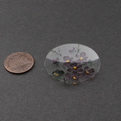Vintage Czech floral clear glass cabochon jewelry element 35mm