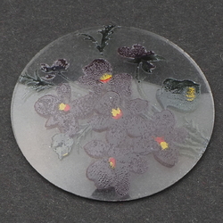 Vintage Czech floral clear glass cabochon jewelry element 35mm