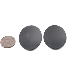 Lot (2) vintage Czech hand painted white wild flowers black oval glass cabochons jewelry elements 40x30mm