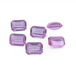 Lot (6) Czech vintage rectangle faceted alexandrite glass rhinestones 11x18mm 