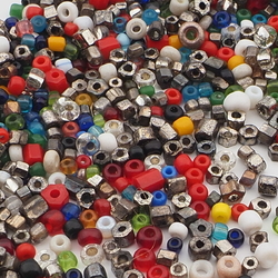 Lot (1000) Czech vintage mixed glass seed beads rondelle bugle