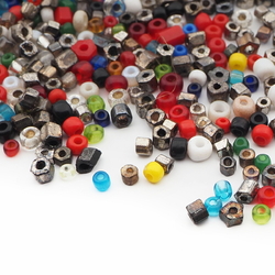 Lot (1000) Czech vintage mixed glass seed beads rondelle bugle