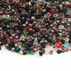 Lot (1100) Czech vintage mixed glass seed beads rondelle bugle micro