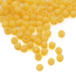 Lot (240) Czech vintage frost yellow glass seed beads 3mm