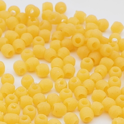 Lot (240) Czech vintage frost yellow glass seed beads 3mm