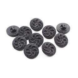 Lot (12) Czech vintage fabric swirl effect matte black glass buttons 18mm