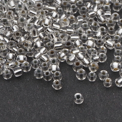 Lot (650) Czech vintage silver lined clear glass seed beads